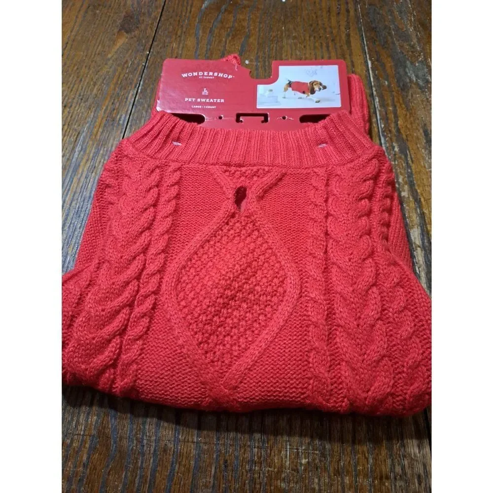 New Large Dog Up To 80lbs PJs and Cable Knit Sweater Red Blue White NWT